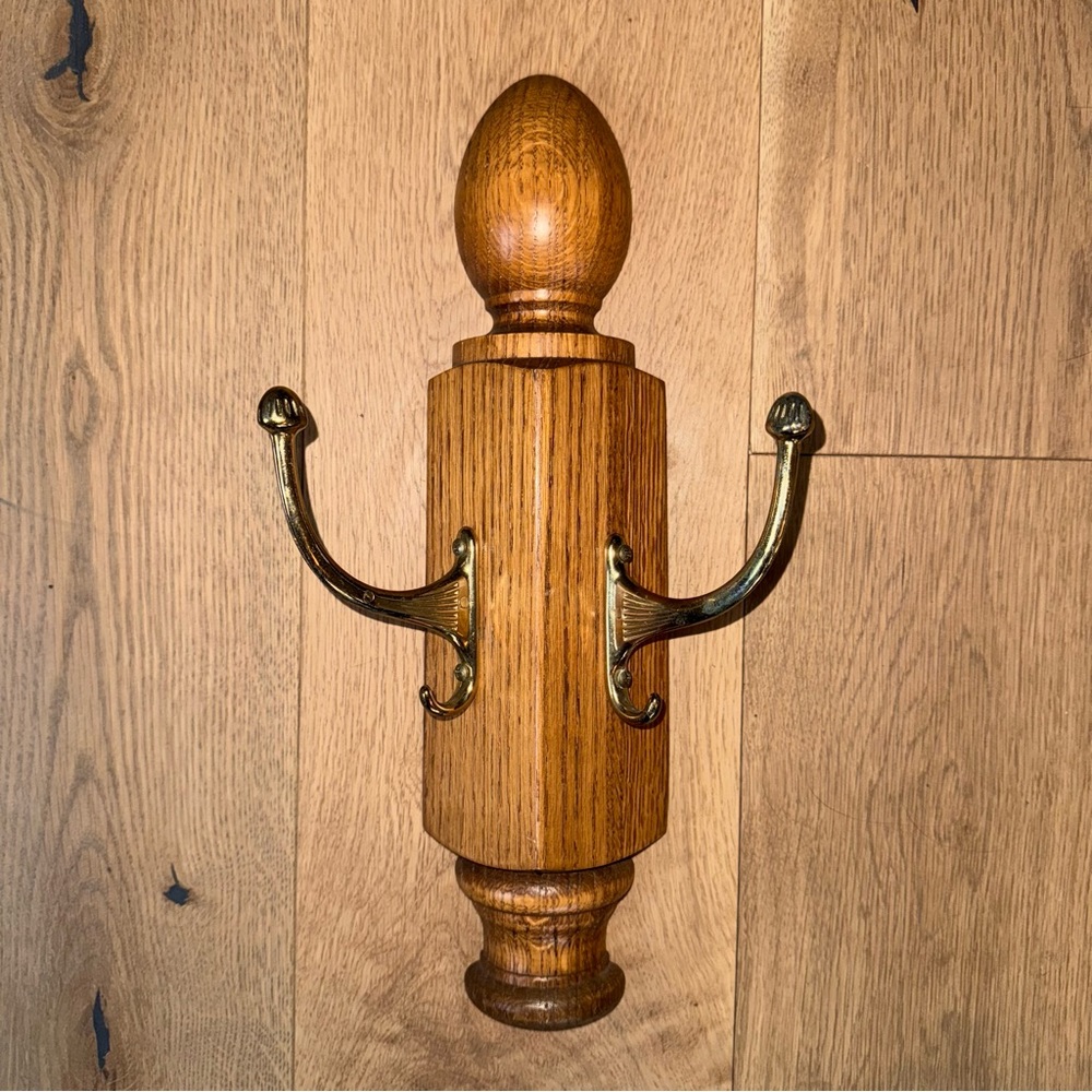 Elegant Brown and Gold Wooden Hooks for Wall Decor